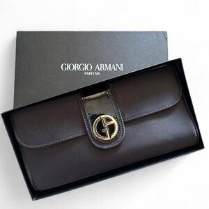 Giorgio Armani Brown Leather Wallet with Gold Logo